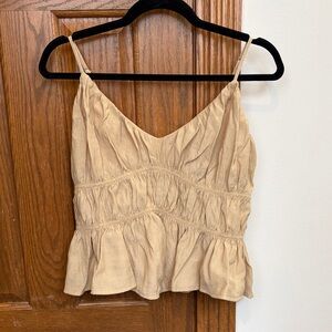 Loft Tan Sleeveless Top XS Summer Bohemian Festival Feminine